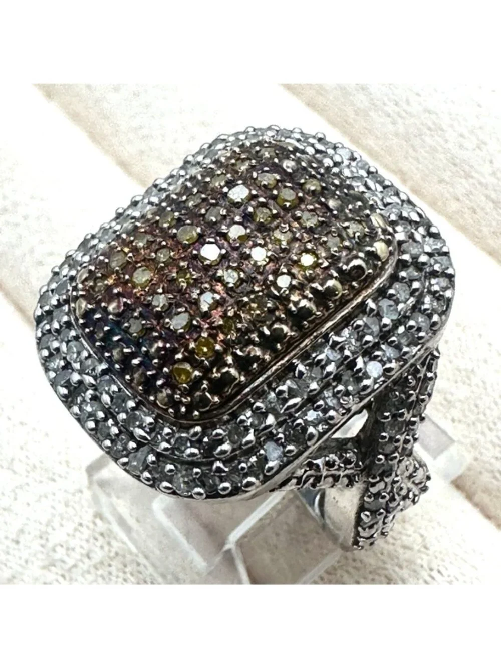 Chuck Clemency Ring Champagne Diamond Size 7 Designer Statement Jewelry